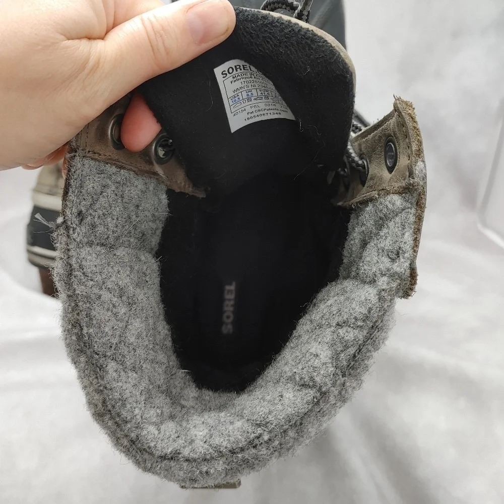 Sorel Womens Slimpack Lace II Snow Boots Quarry Gray‎ Black Waterproof Size 10.5